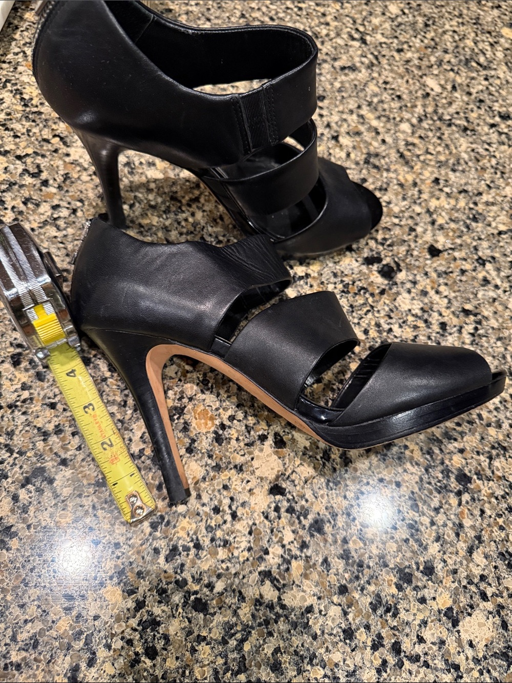 White House Black Market Black Strappy Peep-Toe Heels - Picture 9 of 10